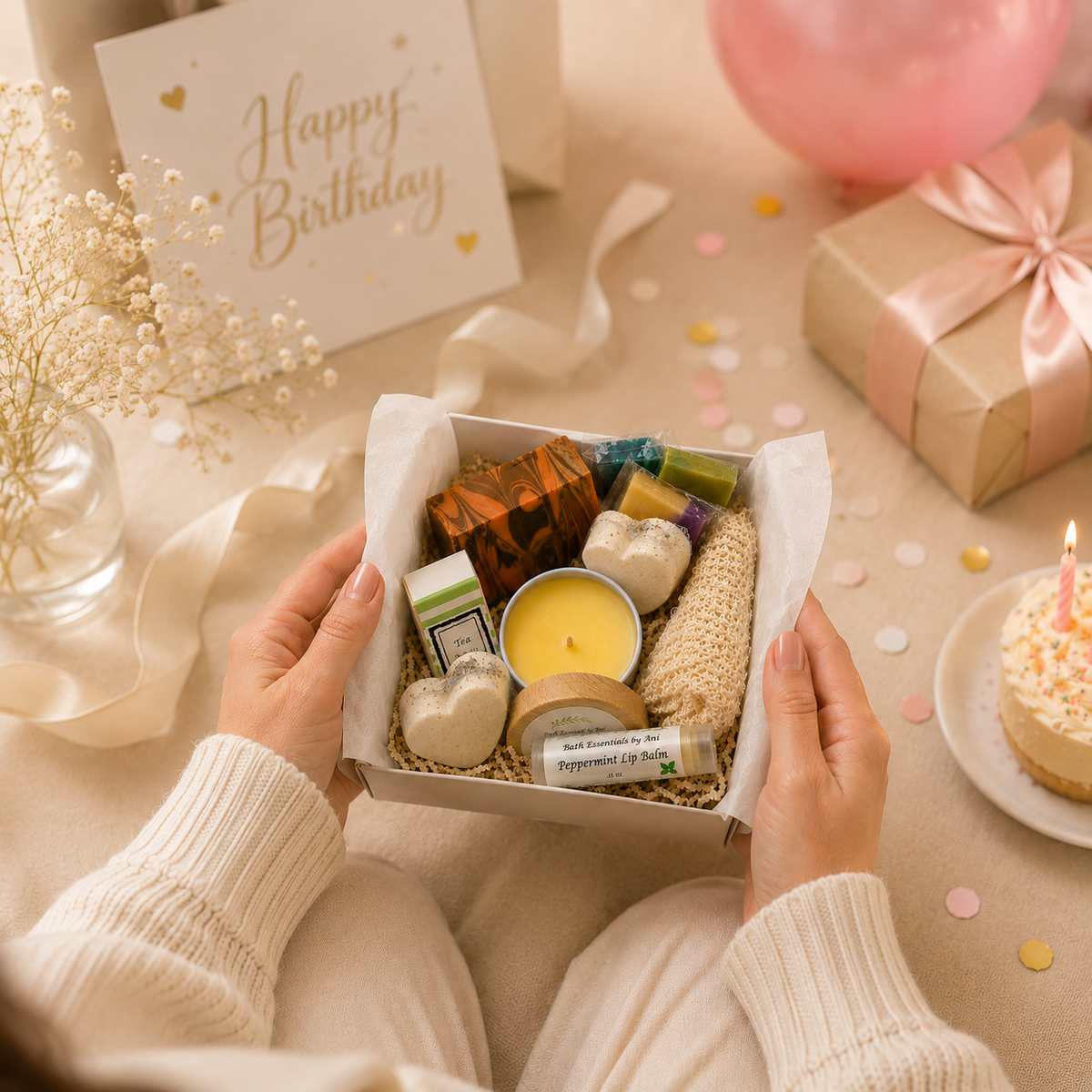 Chocolate Orange Spa Gift Box | Handmade Soaps, Candle, Bath Bombs, Lip Balm, Christmas Gift, Thank you Gift, Care Package, Unique Spa Gift