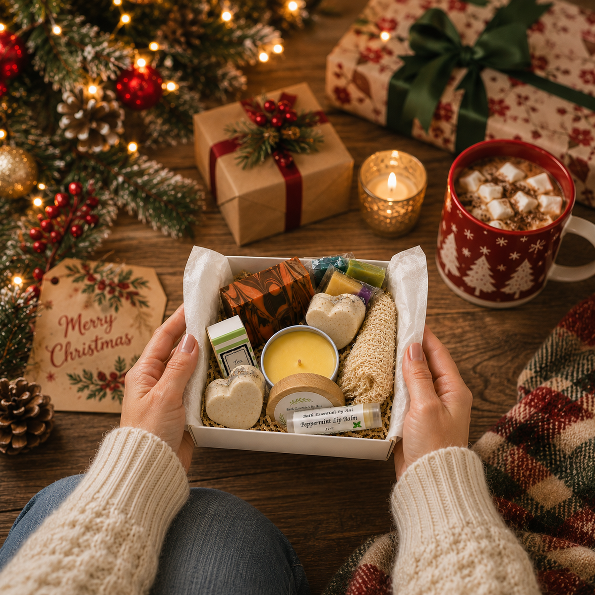 Chocolate Orange Spa Gift Box | Handmade Soaps, Candle, Bath Bombs, Lip Balm, Christmas Gift, Thank you Gift, Care Package, Unique Spa Gift