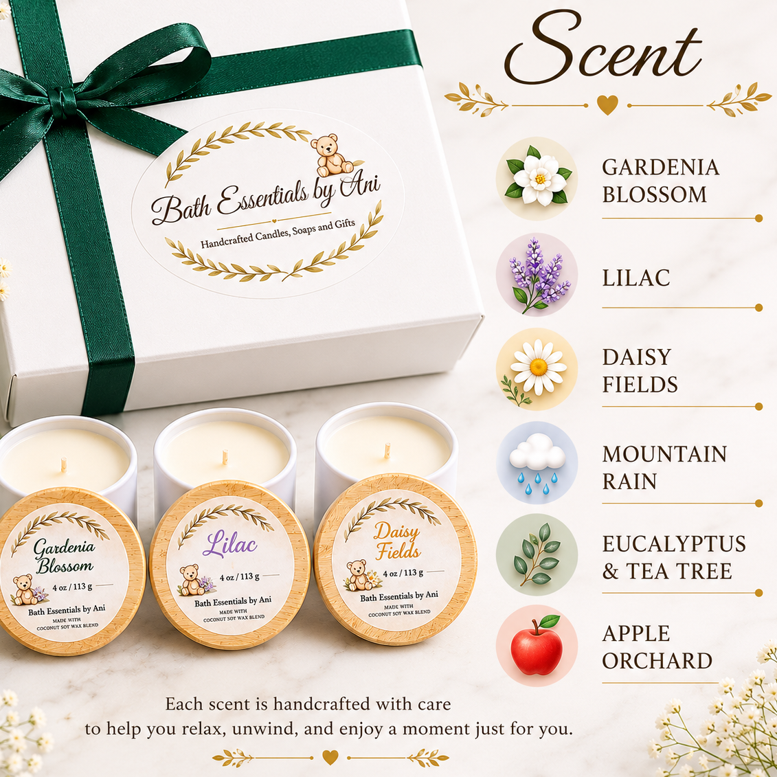 Candle Discovery Collection – 6 Scents- Coconut Soy Candles – 4 oz
