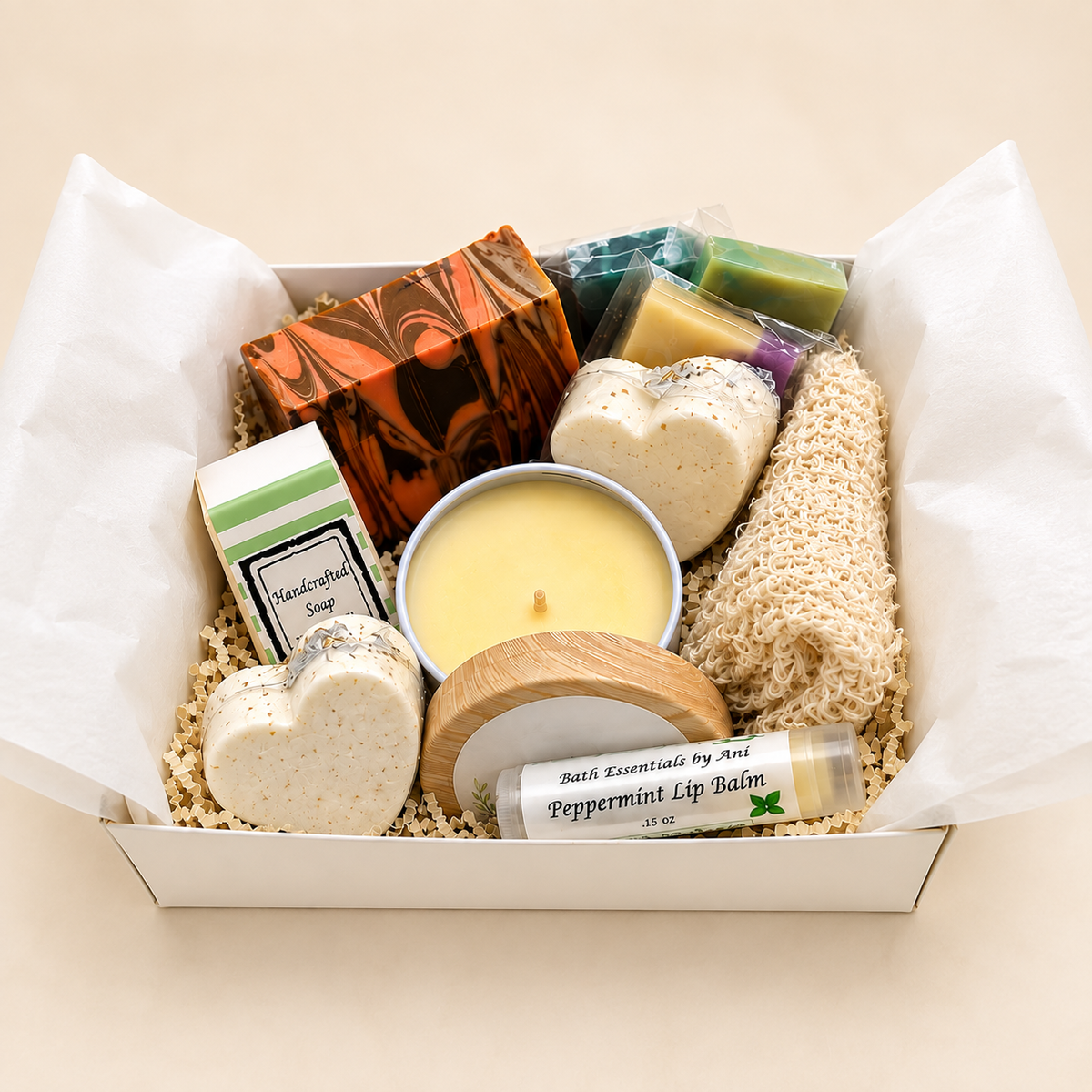 Chocolate Orange Spa Gift Box | Handmade Soaps, Candle, Bath Bombs, Lip Balm, Christmas Gift, Thank you Gift, Care Package, Unique Spa Gift