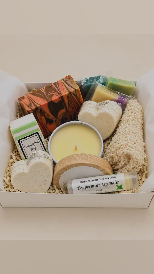 Chocolate Orange Spa Gift Box | Handmade Soaps, Candle, Bath Bombs, Lip Balm, Christmas Gift, Thank you Gift, Care Package, Unique Spa Gift